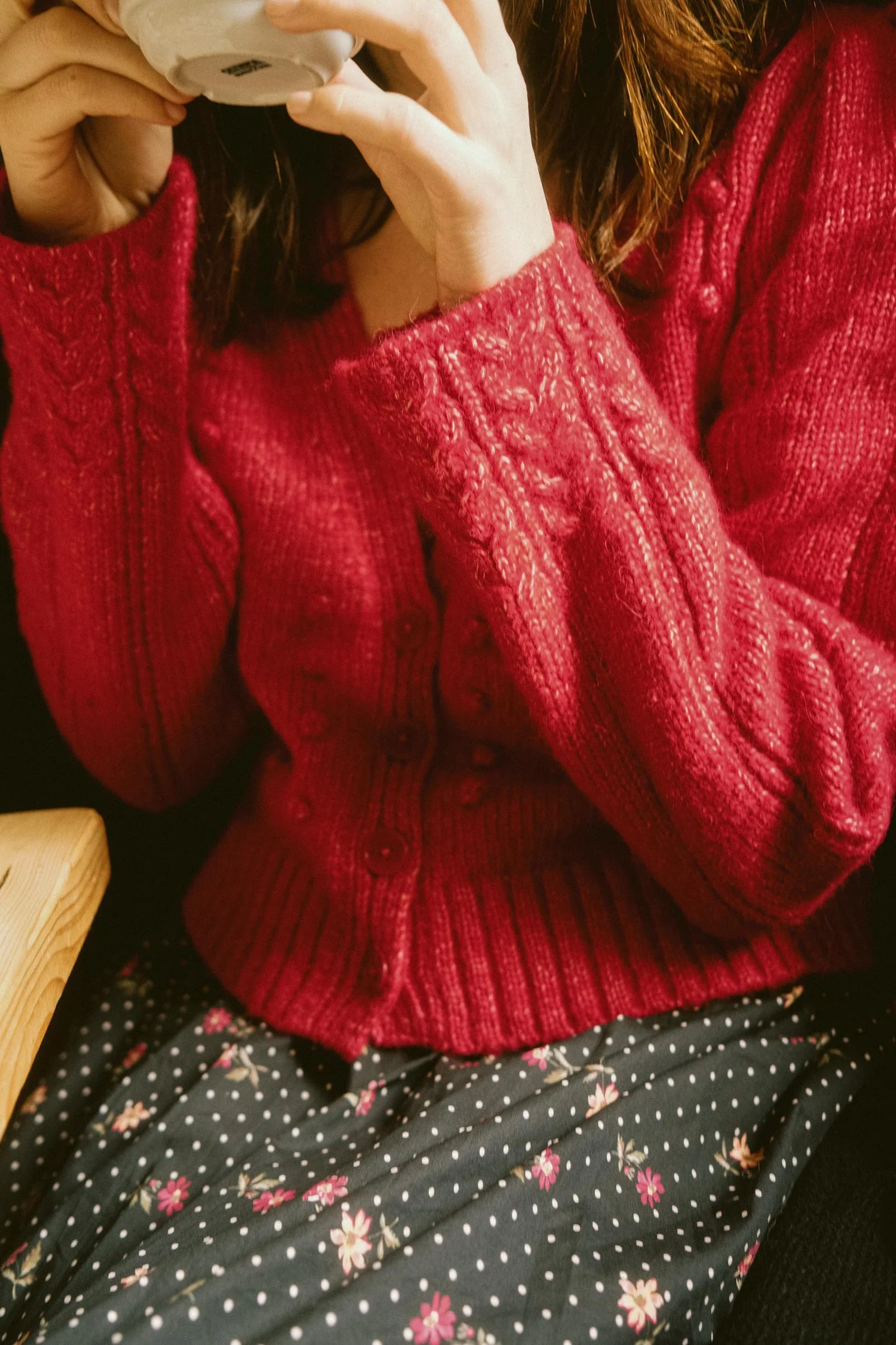 The Gigi Cardigan | Candy Apple Red - Image 3