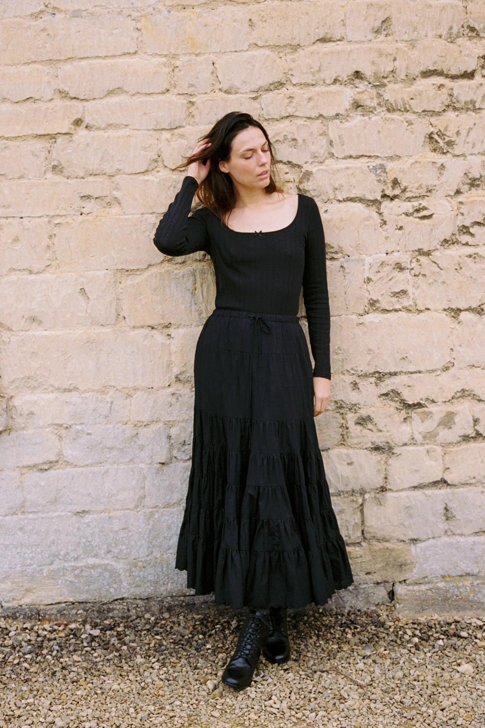 The Lita Tee | Noir Regenerative Pointelle - Image 4